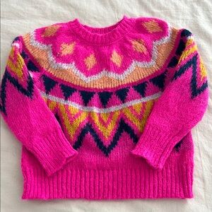 Bright Pink Fair Isle Knit Sweater
